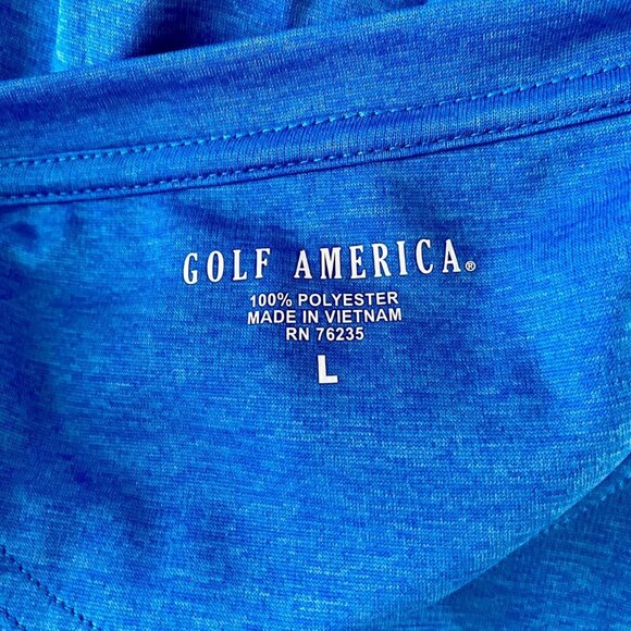 Golf America Blue Polyester Shirt with American Flag Under Mesh Men's Large NEW - Picture 7 of 9